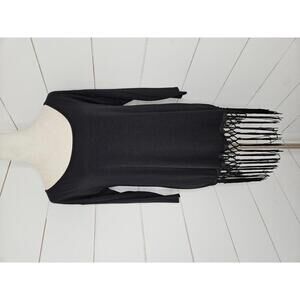 NWT Boutique Lilypad Small long black shirt with tassles